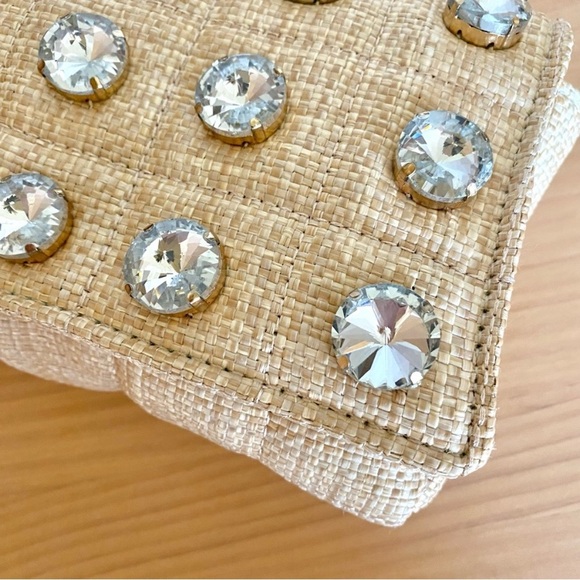 Zara cream wicker jewel embellished quilted crossbody bag - Picture 8 of 11